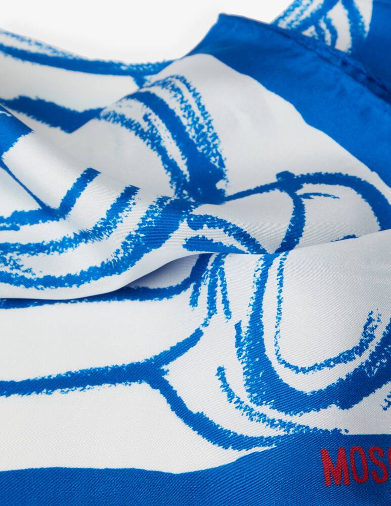 rinascente Moschino Big bear sketch scarf 50x50