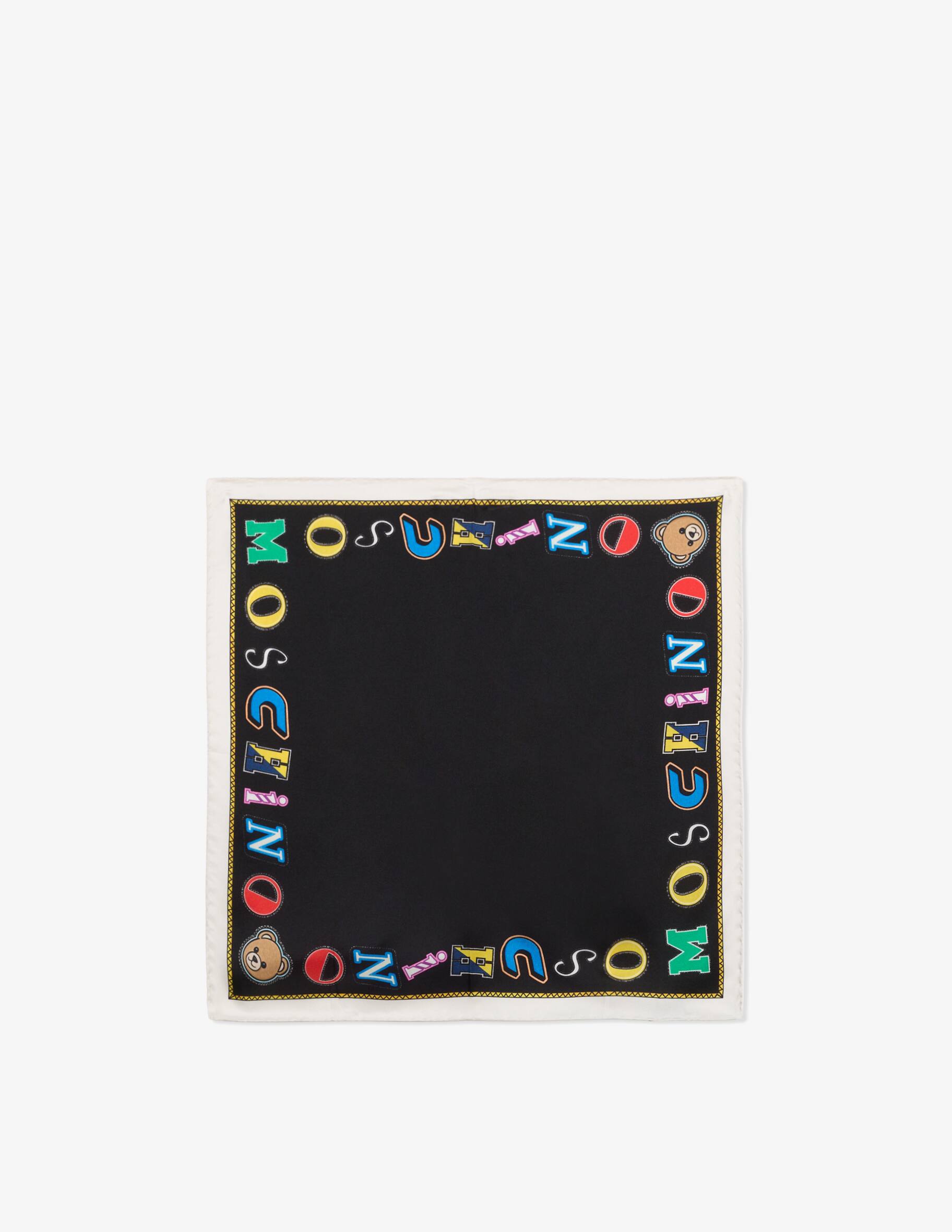 Foulard MOSCHINO En Soie - Motif Multicolore, Style Bandana Carré (84 Cm), Occasion Unisexe