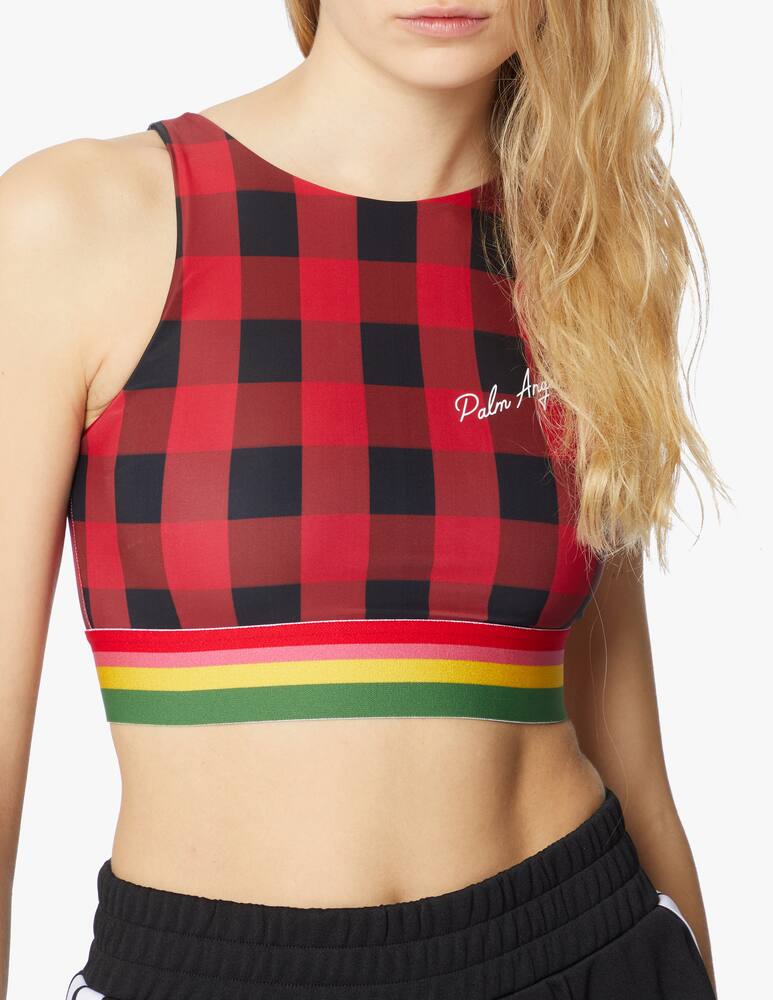 rinascente Palm Angels Check print sports bra