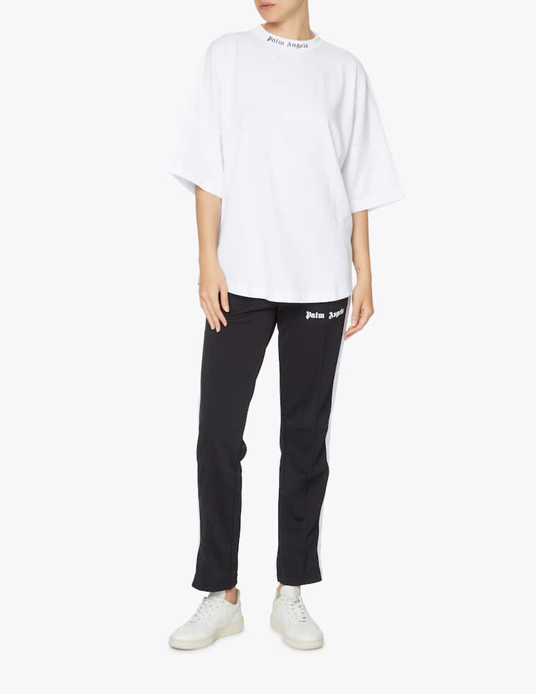 rinascente Palm Angels Cotton oversized t-shirt with logo on the neck - white