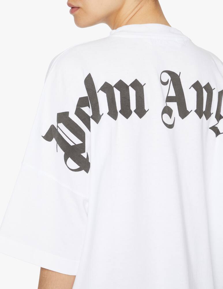 rinascente Palm Angels Cotton oversized t-shirt with logo on the neck - white