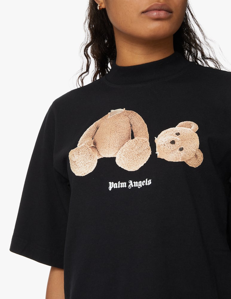 rinascente Palm Angels T-shirt crop in cotone con orso - nero
