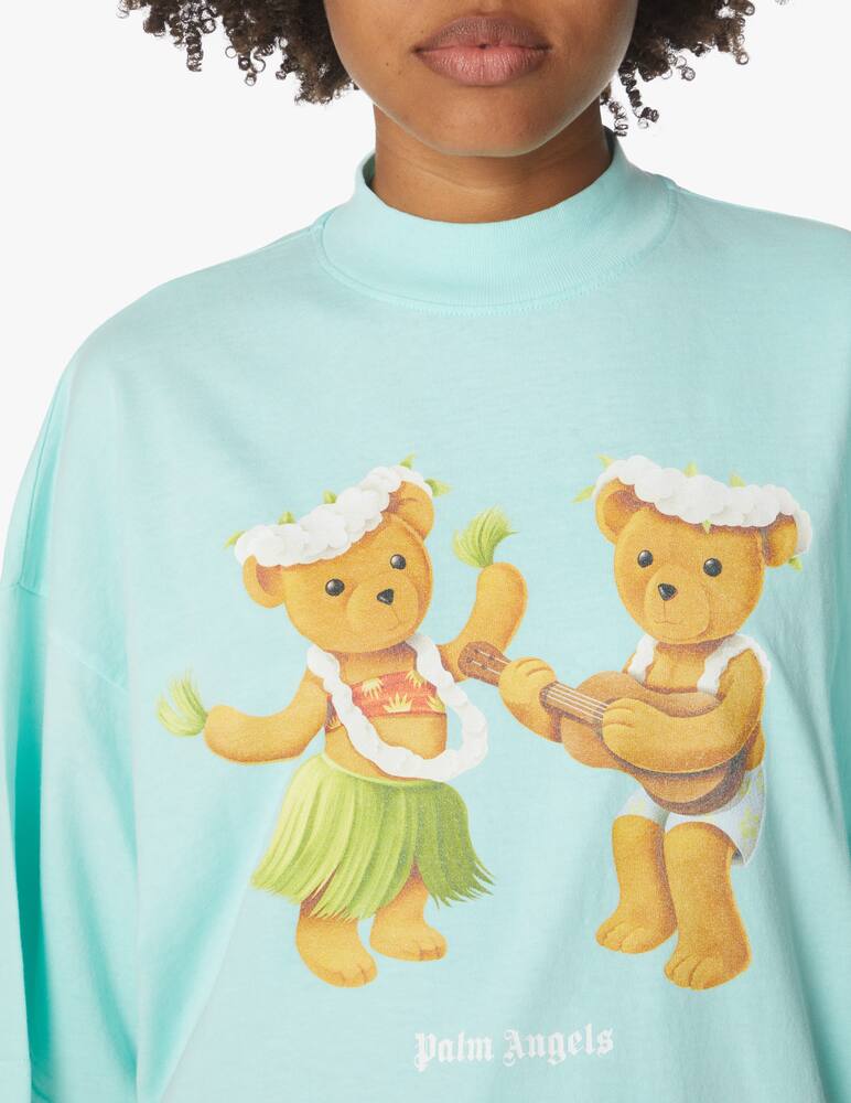 rinascente Palm Angels T-shirt in cotone con orsetto - azzurro