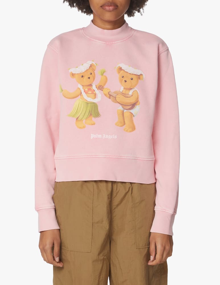 rinascente Palm Angels Felpa girocollo in cotone con orsetto - rosa