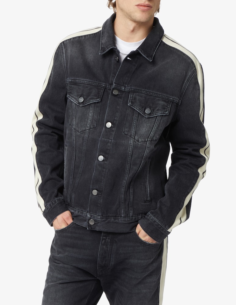 rinascente Palm Angels Black wash track denim jacket 