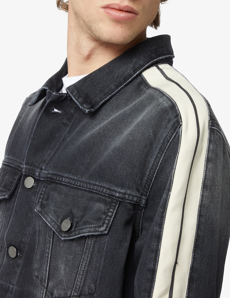 Palm Angels Black wash track denim jacket - picture 4 Palm Angels Black wash track denim jacket - picture 4