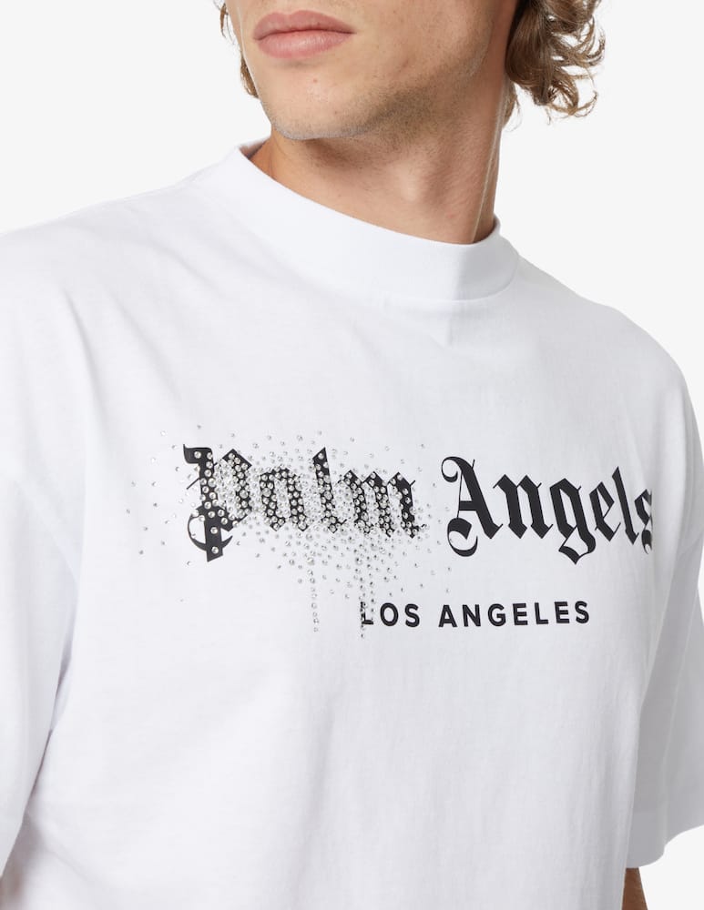 rinascente Palm Angels Rhinestonesprayed classic tee - Bianco