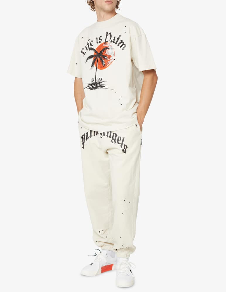 Palm Angels Gd glittered logo sweatpants - Bianco - immagine 1 Palm Angels Gd glittered logo sweatpants - Bianco - immagine 1