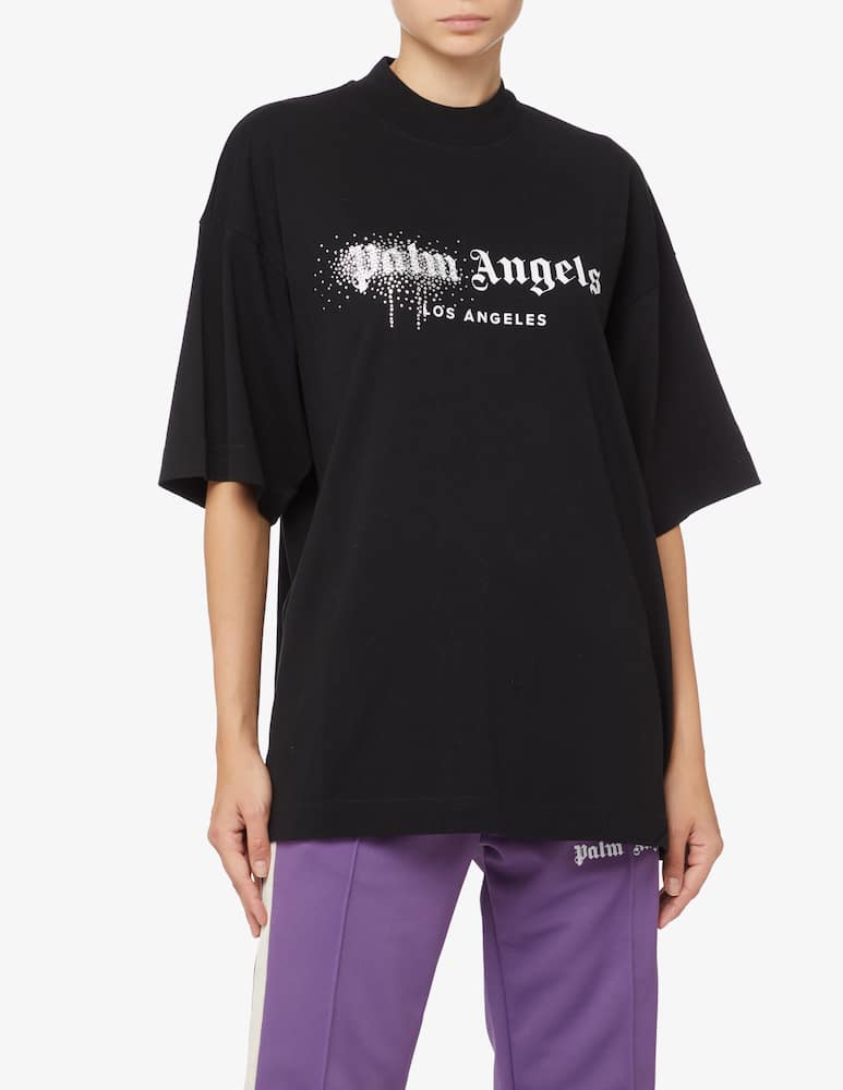 Palm Angels T-shirt boxy strass and paint - Black - picture 1 Palm Angels T-shirt boxy strass and paint - Black - picture 1