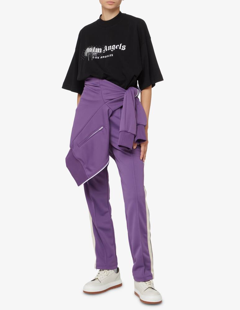 rinascente Palm Angels T-shirt con logo effetto vernice e strass - Nero