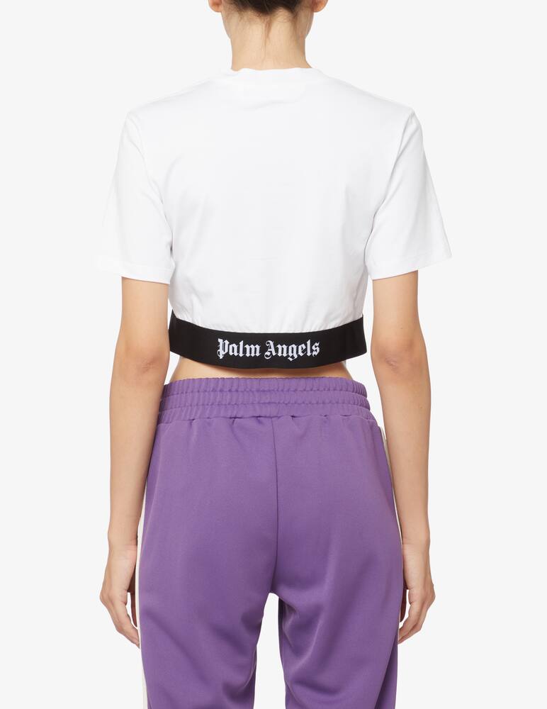 rinascente Palm Angels Cropped t-shirt with elastic - White