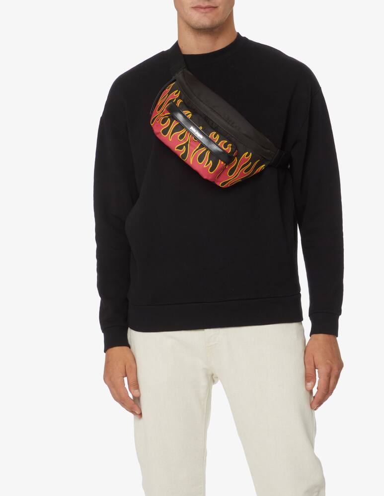 rinascente Palm Angels Zainetto printed flames - Nero