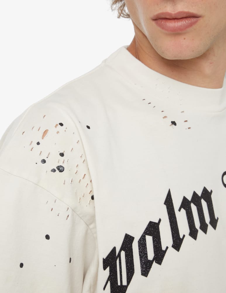 rinascente Palm Angels Maglietta classica logo glitterato - Bianco