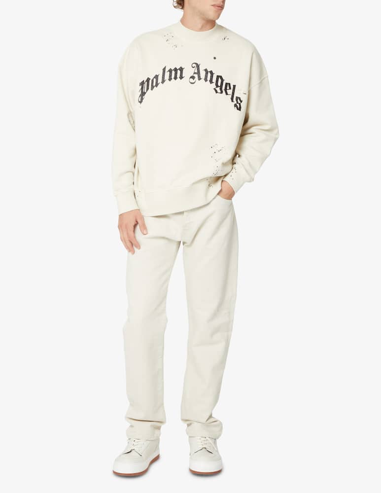 Palm Angels Gd glittered logo crewneck - White - picture 2 Palm Angels Gd glittered logo crewneck - White - picture 2