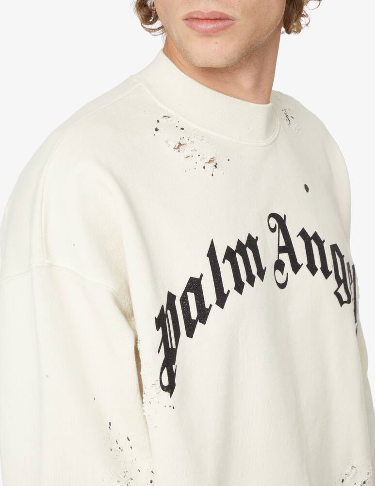 rinascente Palm Angels Gd glittered logo crewneck - Bianco
