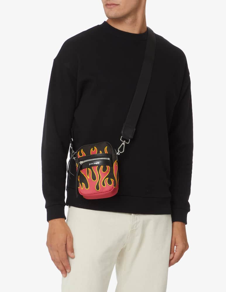 rinascente Palm Angels Crossbody bag printed flames - Black