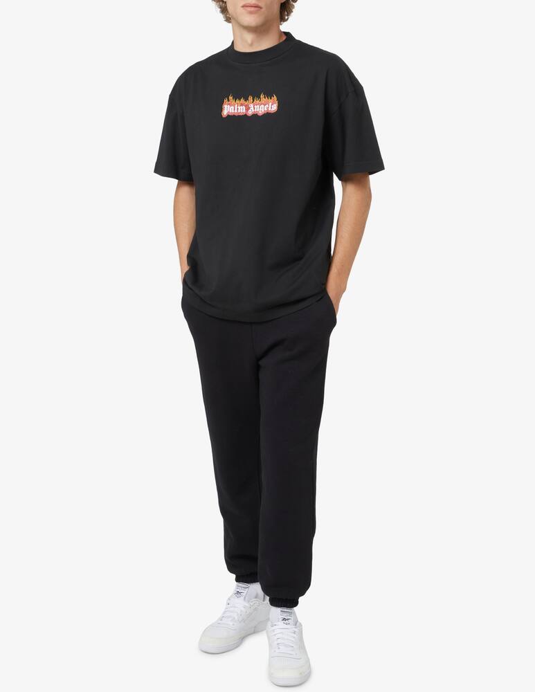 rinascente Palm Angels Burning logo t-shirt mc - Black