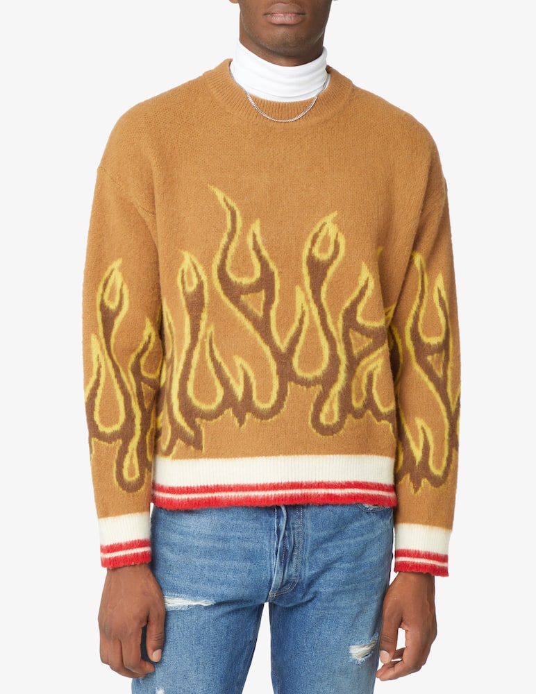 Palm Angels Burning sweater - Beige - picture 1 Palm Angels Burning sweater - Beige - picture 1
