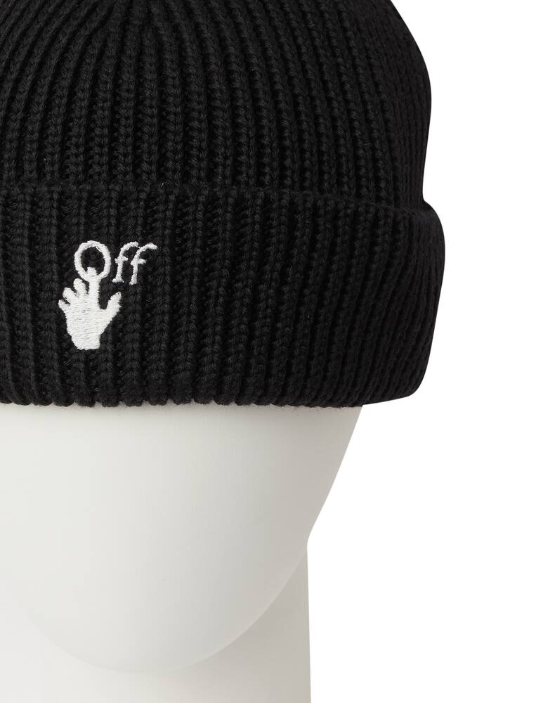 rinascente Off-White Hand off wool ribbed beanie