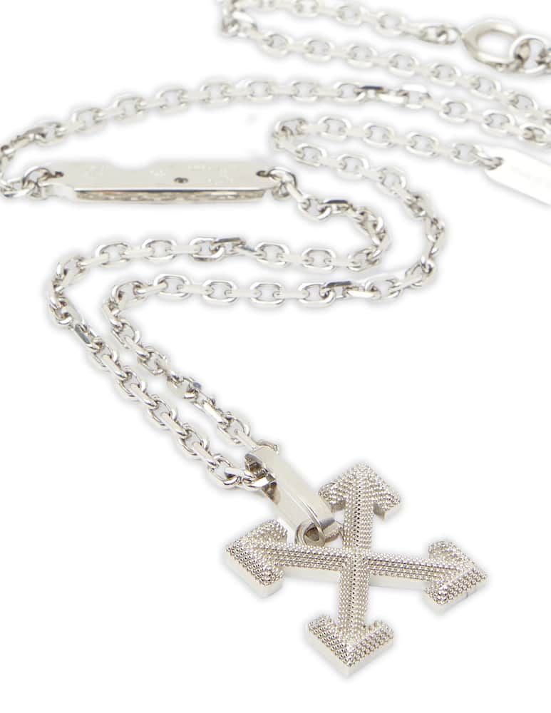 rinascente Off-White Metal necklace industrial texture arrow - grey