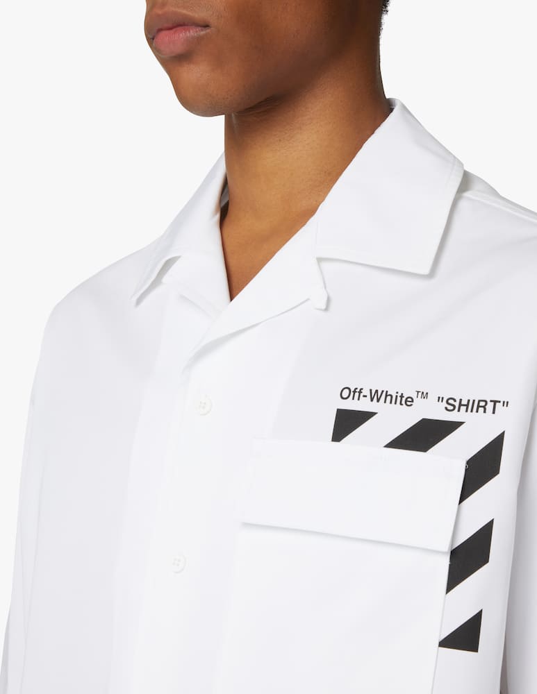 rinascente Off-White Pocket diagonal short sleeve shirt - white