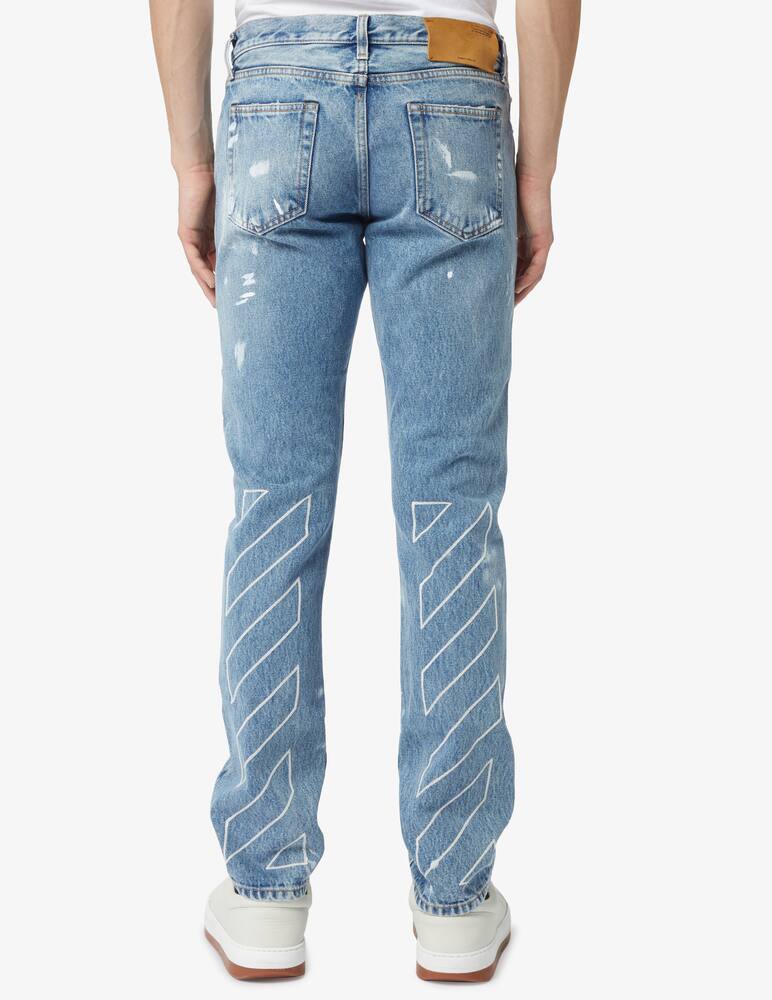 rinascente Off-White Jeans diagonal con ricamo retro - blu