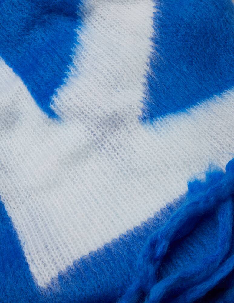 rinascente Off-White Coperta In Mohair Con Arrow - Blu