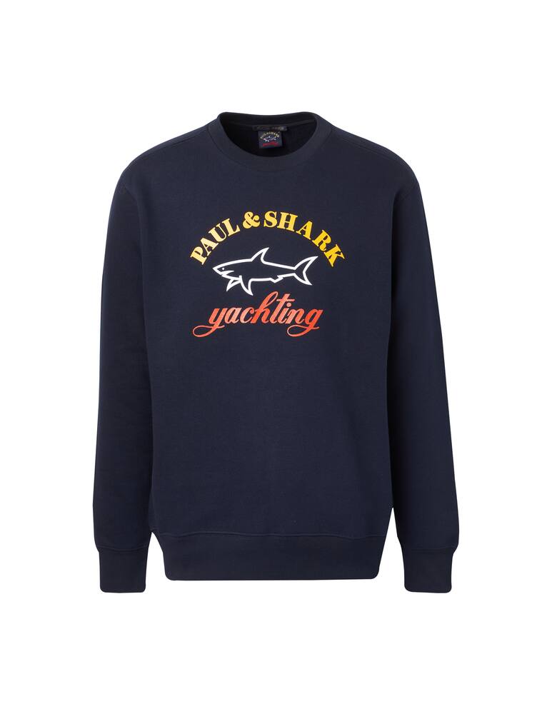 rinascente Paul & Shark Felpa girocollo logo shark + scritta - blu