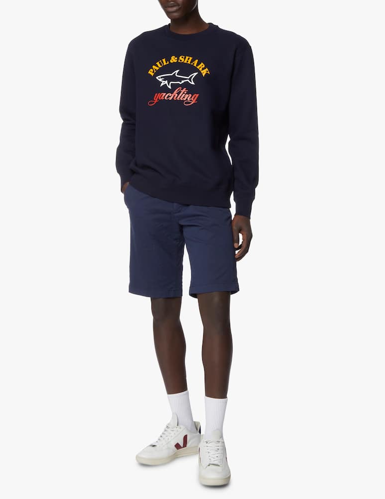 Paul & Shark Logo shark + lettering roundneck sweatshirt - blue - picture 2