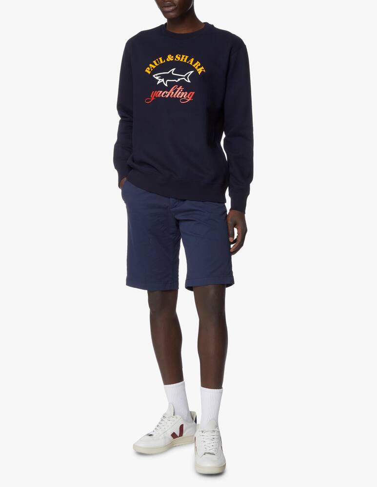 rinascente Paul & Shark Felpa girocollo logo shark + scritta - blu