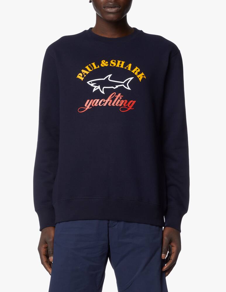 rinascente Paul & Shark Felpa girocollo logo shark + scritta - blu