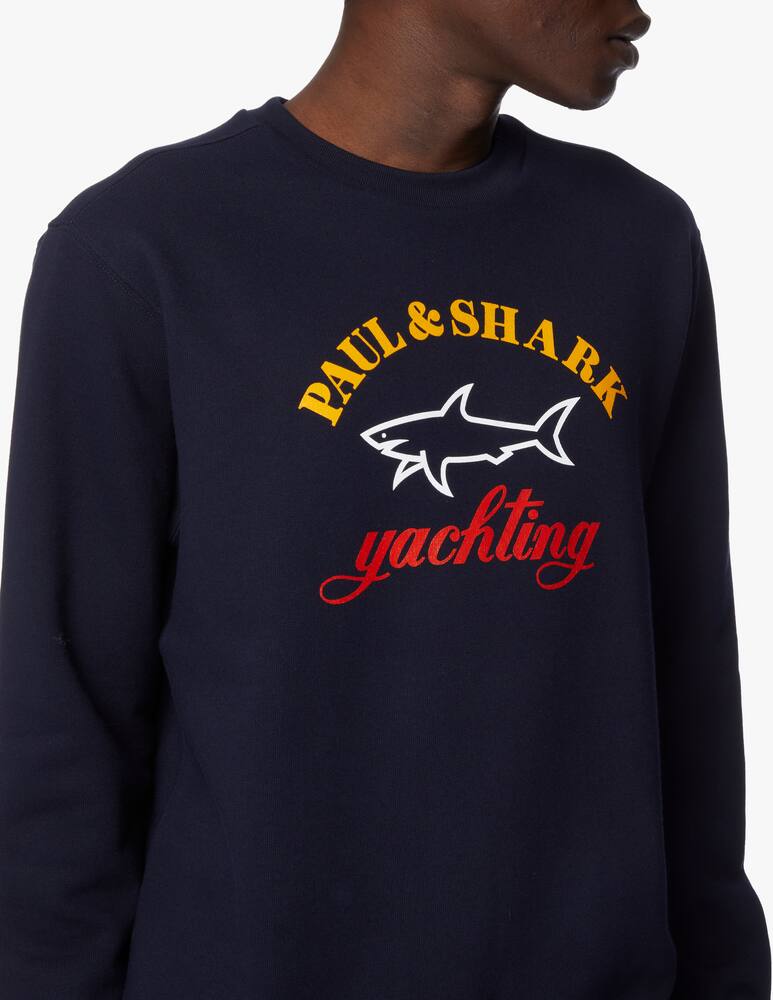 rinascente Paul & Shark Felpa girocollo logo shark + scritta - blu