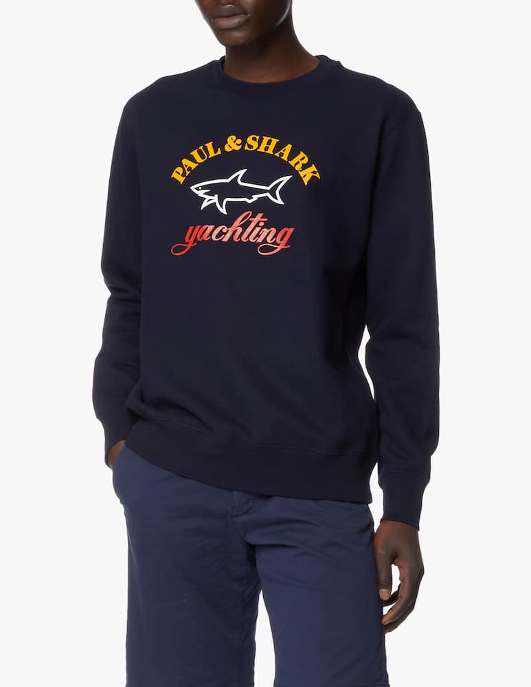 Paul & Shark Logo shark + lettering roundneck sweatshirt - blue - picture 1