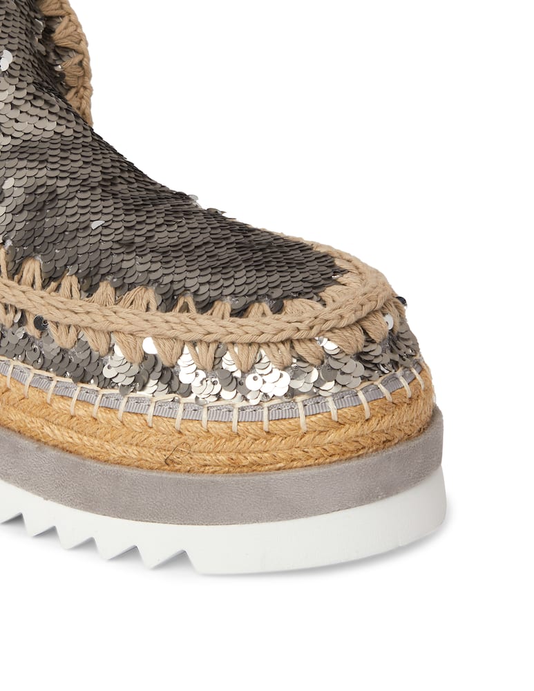 rinascente Mou Stivaletti con zeppa Eskimo in yuta con paillettes