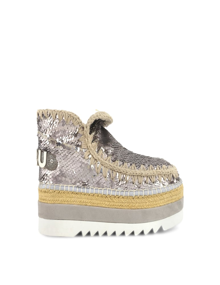 rinascente Mou Stivaletti con zeppa Eskimo in yuta con paillettes