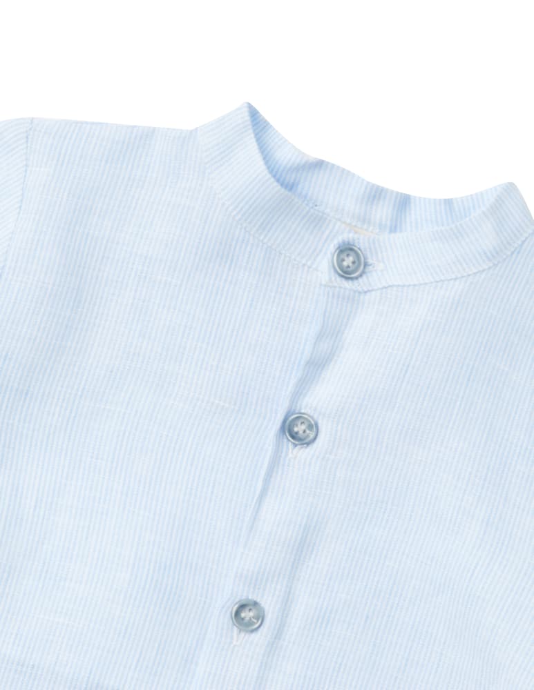 rinascente Filobio Camicia coreana in lino - Azzurro