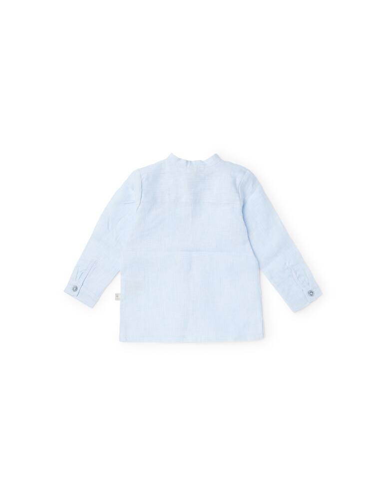 rinascente Filobio Camicia coreana in lino - Azzurro