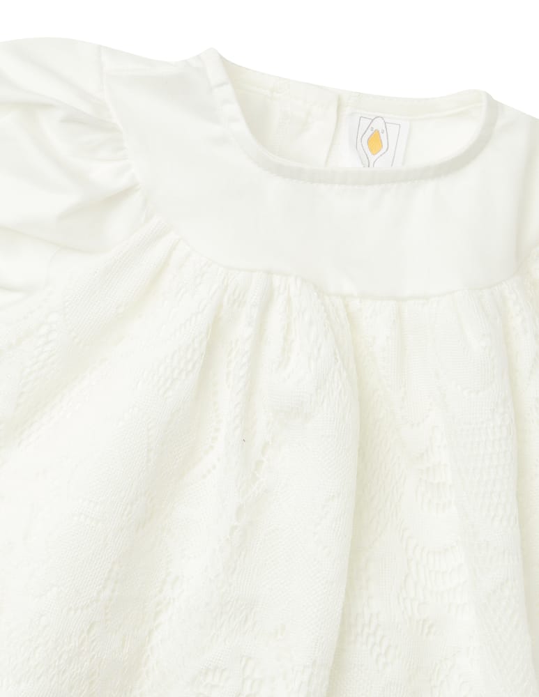 rinascente Filobio Baby cotton dress with laces - Bianco