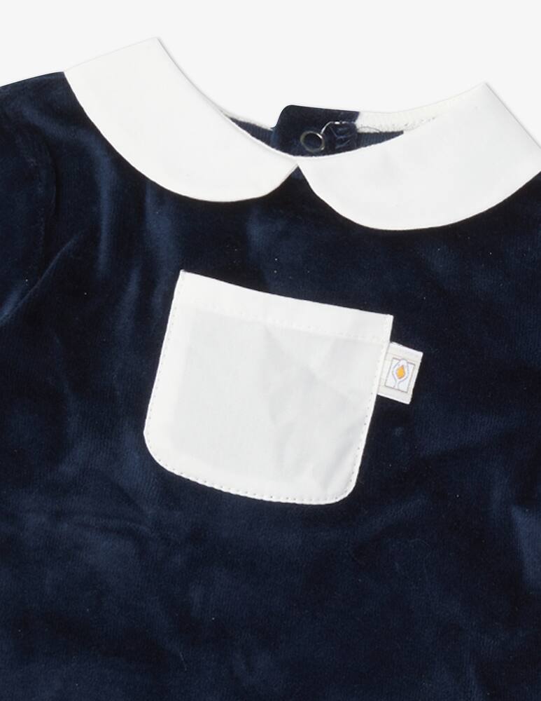 rinascente Filobio Suit in organic cotton chenille with collar and pocket - Blue