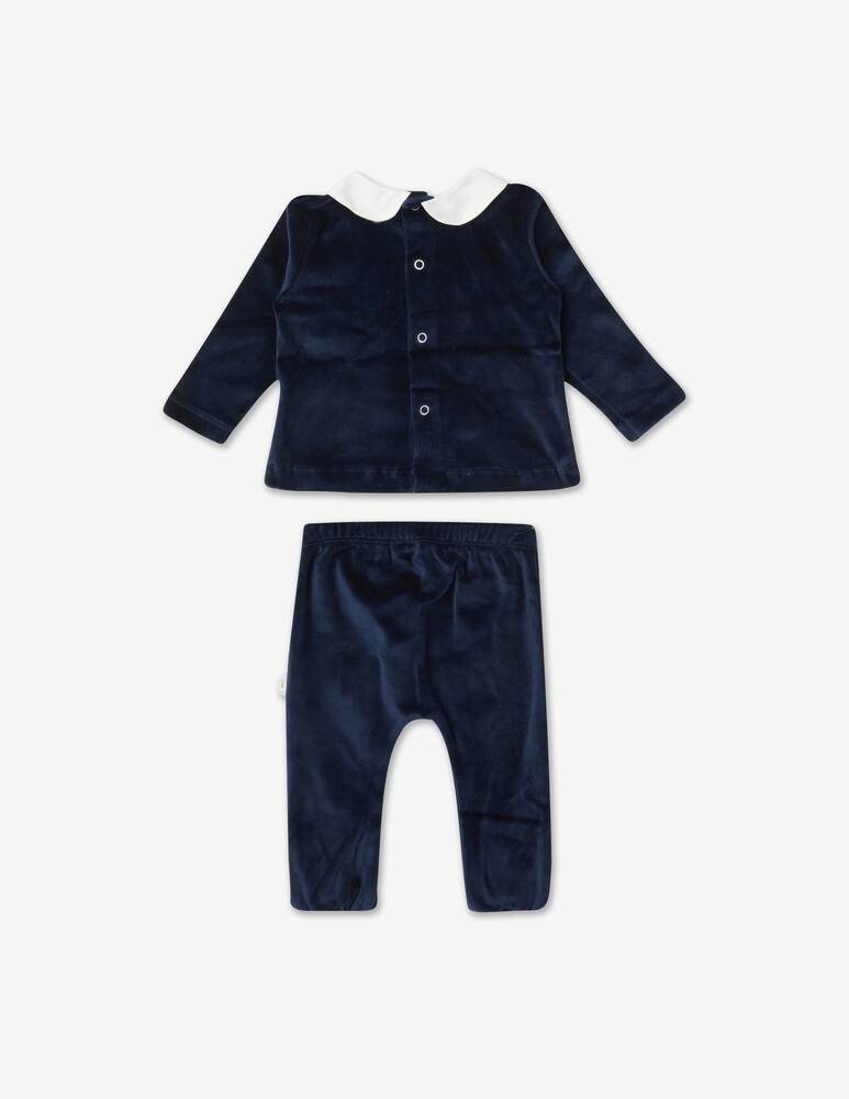 rinascente Filobio Suit in organic cotton chenille with collar and pocket - Blue