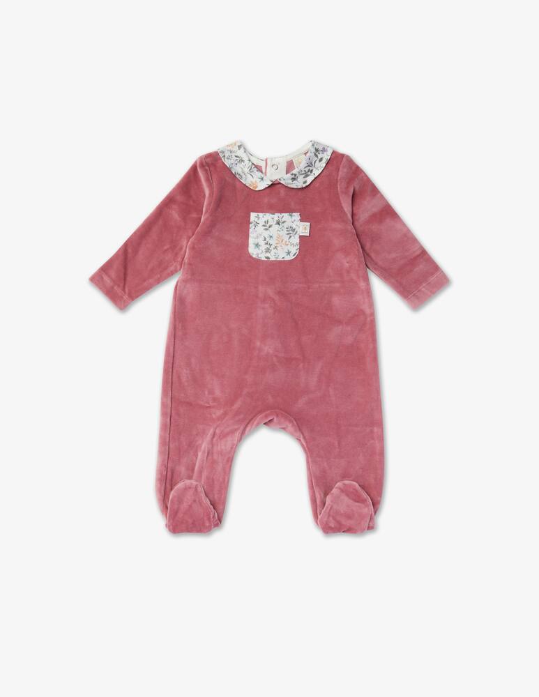 Filobio Organic cotton chenille onesie with collar and pocket - Pink - picture 1 Filobio Organic cotton chenille onesie with collar and pocket - Pink - picture 1