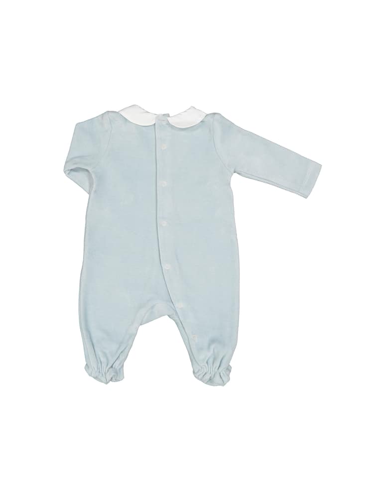 rinascente Filobio Organic cotton chenille onesie with collar and pocket - Light blue