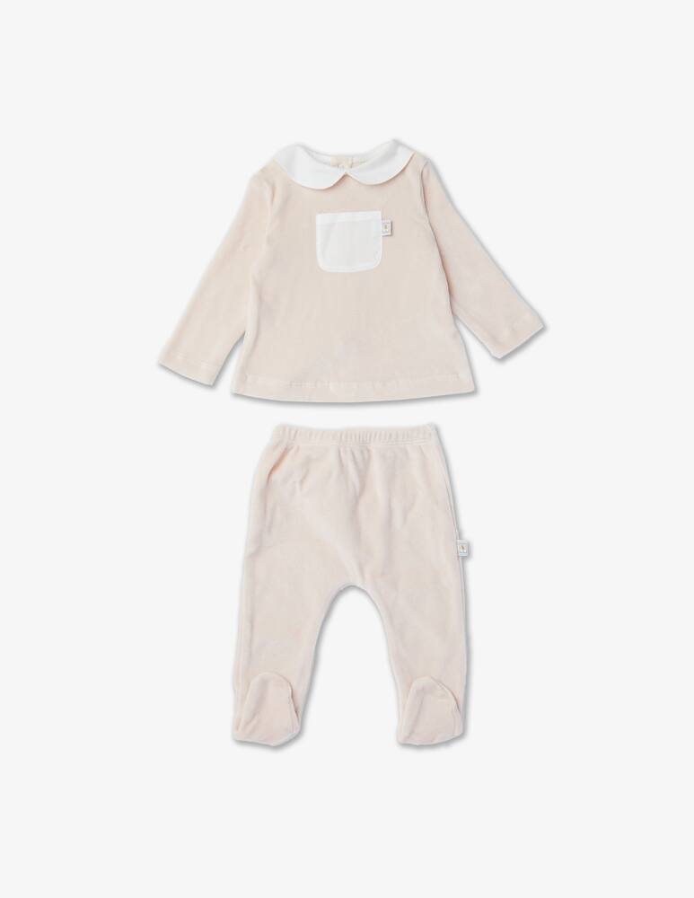 rinascente Filobio Completo in ciniglia di puro cotone bio con colletto e tasca - Rosa