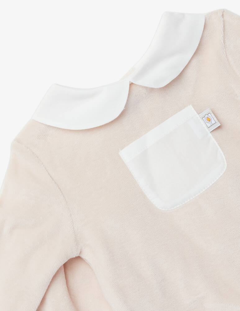 rinascente Filobio Completo in ciniglia di puro cotone bio con colletto e tasca - Rosa