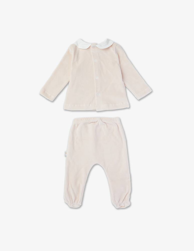 rinascente Filobio Completo in ciniglia di puro cotone bio con colletto e tasca - Rosa