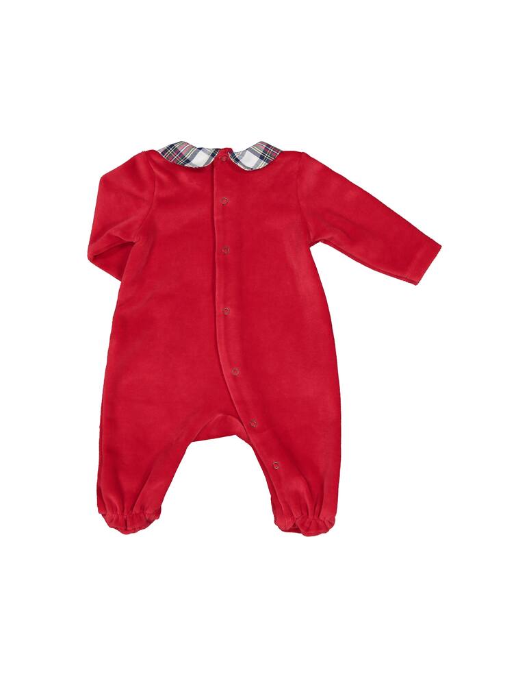rinascente Filobio Organic cotton chenille onesie with collar and pocket - Red