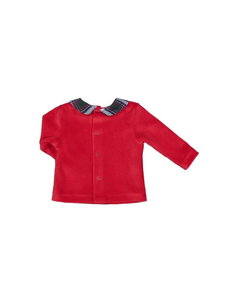 rinascente Filobio Completo in ciniglia di puro cotone bio con colletto e tasca - Rosso