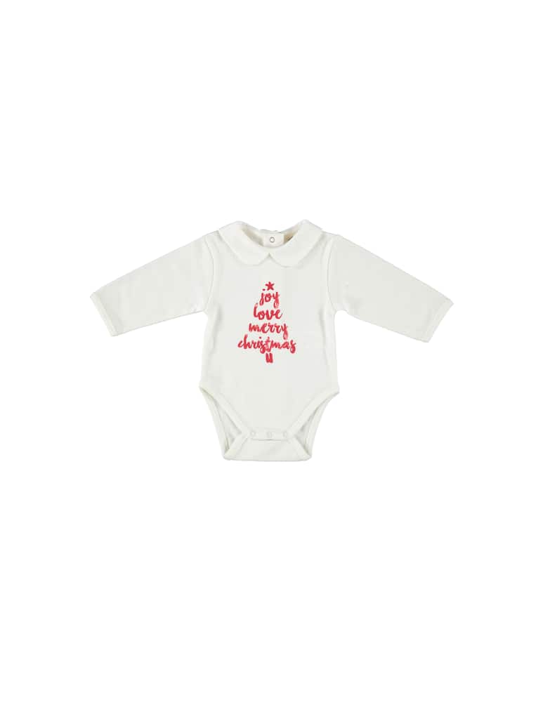 Filobio Printed xmas baby bodysuit in organic cotton - White - picture 1