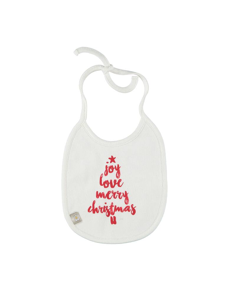 rinascente Filobio Printed xmas bib in organic cotton - White