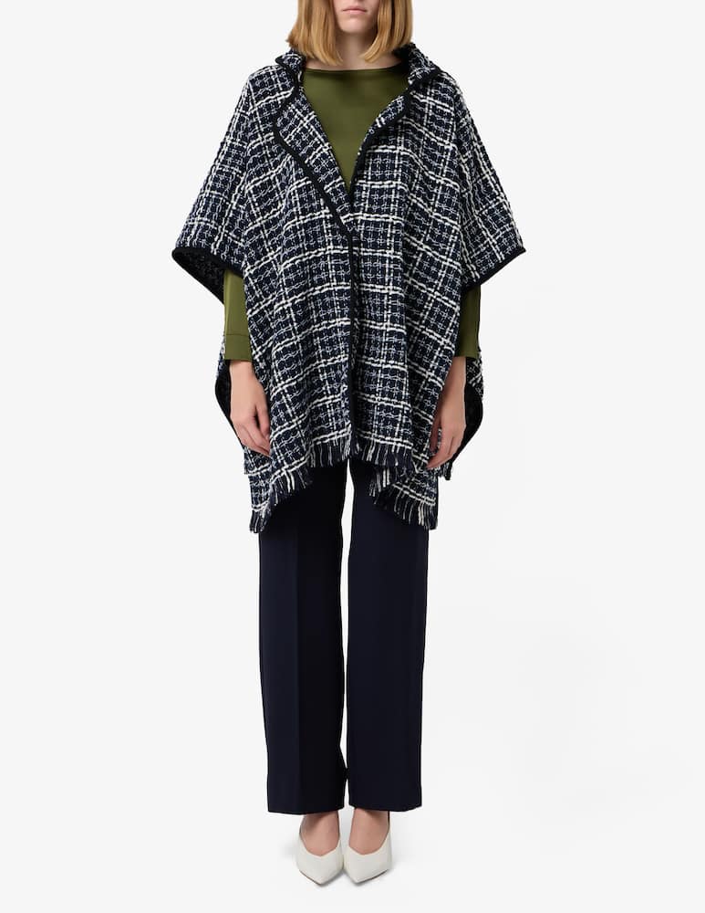 rinascente EMME Plaid fringe poncho